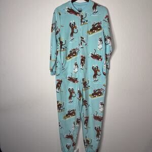 Nick & Nora Women's Sock Monkey Snow Day One Piece Pajama Sleepwear Size Medium